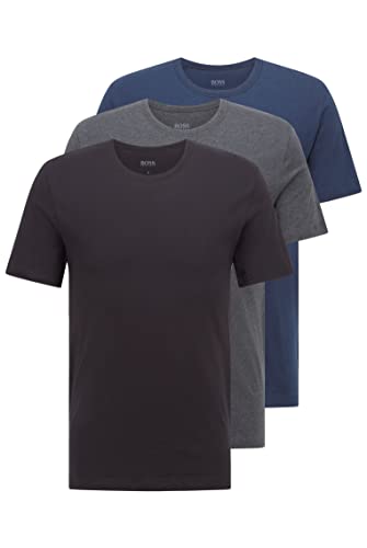 BOSS Mens T-Shirt RN 3P CO Three-Pack of Cotton Underwear T-Shirts with Logos