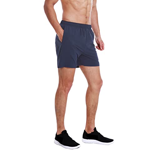 EZRUN Men's 5 Inches Running Workout Shorts Quick Dry Lightweight Athletic Shorts with Liner Zipper Pockets