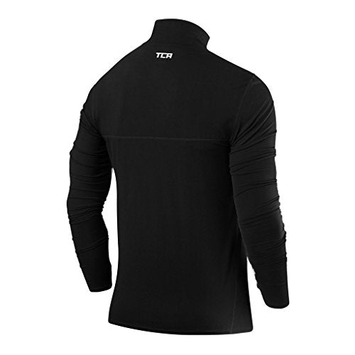 TCA Men's Fusion Pro Quickdry Long Sleeve Half-Zip Running Top - Black, M