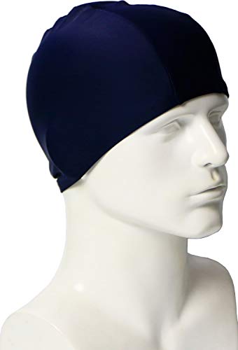 Easyglide 2 Pack Deluxe Spandex Swimming caps for Lycra Fabric Adult Junior childen Swim hat (Navy, Adult)