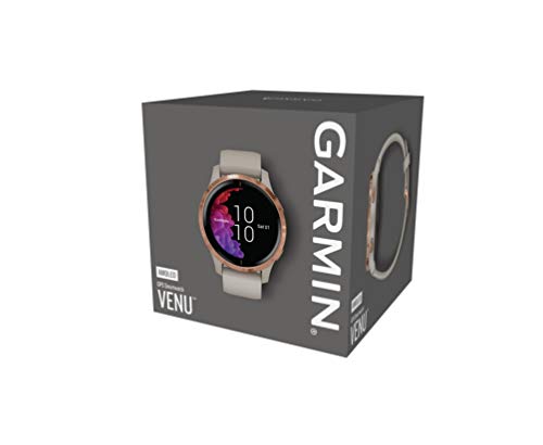 Garmin Venu, GPS Smartwatch with Bright Touchscreen Display, Features Music, Body Energy Monitoring, Animated Workouts, Pulse Ox Sensors and More, Light Sand with Rose Gold Hardware