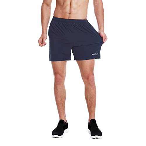 EZRUN Men's 5 Inches Running Workout Shorts Quick Dry Lightweight Athletic Shorts with Liner Zipper Pockets