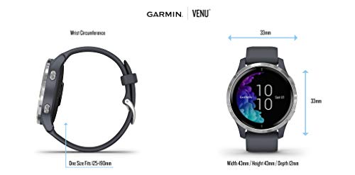 Garmin Venu, GPS Smartwatch with Bright Touchscreen Display, Features Music, Body Energy Monitoring, Animated Workouts, Pulse Ox Sensors and More, Light Sand with Rose Gold Hardware