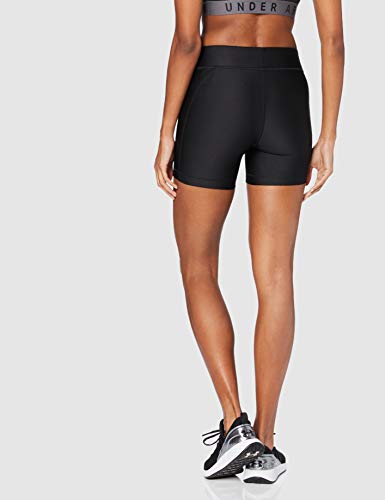 Under Armour UA HG Armour Middy, Compression Gym Shorts, Base Layer Shorts Women, Black (Black/Black/Metallic Silver (001)), M