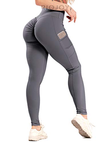 YYDGH Women's Scrunch Butt Leggings with Pockets Pleated High Waist Hip  Lifting Compression Leggings Workout Yoga Pants Red M - Walmart.com