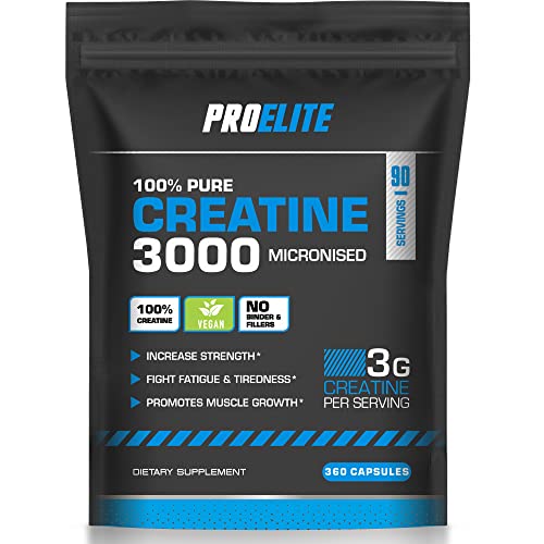 Creatine Monohydrate Tablets 3000mg - 360 Tablets Vegan NO FILLERS � NO Binder Optimum Muscle Growth, Increases Physical Performance, Pure Creatine, Amino Acids by PRO-ELITE