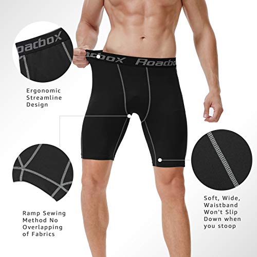 Roadbox Compression Shorts Men 3 Pack, Base Layer Shorts, Quick