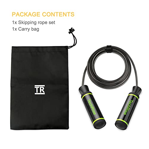 TechRise Skipping Rope, Speed Jumping Rope with Soft Memory Foam Handle, Tangle Free, Light-weighted, Adjustable Length for Exercises, Fitness Workout, Fat Burning and Boxing