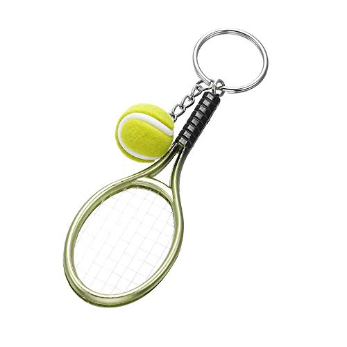 KENYG Simulation Tennis Racket Key Ring Key Chain Wimbledon Tennis Competition Memento Gift (Green)