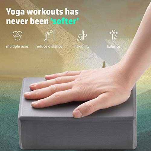 Fit2Live Yoga Block 2 Pack Foam Bricks with Beveled Edges - Aids Pose Expression, Provides Support and Reduces Straining and Stretching - Yoga Accessories