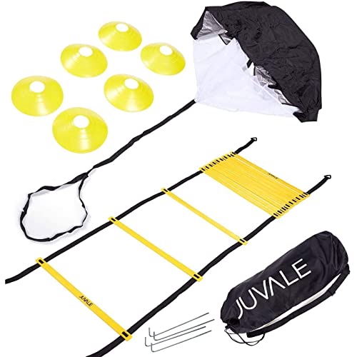 Juvale Agility Training Equipment with Ladder, 6 Disc Cones, Resistance Parachute for Speed Training, Football, Workout, Footwork