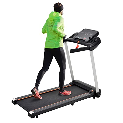 AJUMKER Electric Treadmill 14KM/H Adjustable Running Machine Treadmill Motorized Running Machine with 2HP Motor,MP3 and LED Display Treadmill for Home Office,Easy Assembly