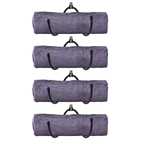 AUXPhome Wall-Mounted Yoga Mat Foam Roller and Towel Rack Holder- Yoga and Barre Mats Storage Rack Wall Holder Storage Shelf Exercise Mat Rack Hanging for Your Fitness Class or Home Gym, （4 Pack）