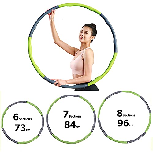 MXRLZX Hula Fitness Hoop, Removable Eight-Section Foam Hula Ring, Weighted Foam Padded Fitness Hoop for Teenager and Adults Exercise, Dance & Fitness