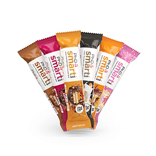 PhD Nutrition | Smart Bar | High Protein, Low-Sugar, Indulgent Chocolate-Coated Protein Bars | 20 g Protein, 238 Calories | Variety Box, 12 Bars