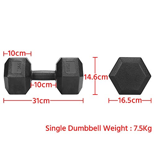 Yaheetech 2x7.5kg Dumbbells Pair of Weight Dumbbell Set Portable Dumbbell Sets 7.5kg Dumbbells Pair Weight Set for Home Gym Weight Lifting Training