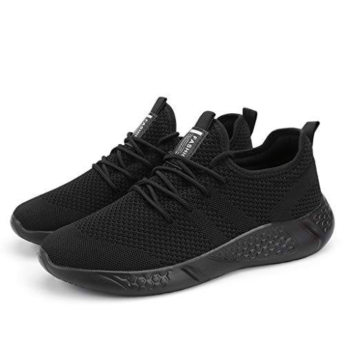 BUBUDENG Men's Trainers Fashion Sneakers Walking Casual Running Shoes Gym Sport Tennis Shoes Black,8 UK(Label Size: 42)