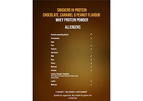 Snickers Hi Protein Chocolate, Caramel & Peanut Flavour Whey Protein Shake Powder 875g Pouch, Contains 25 Servings, 21g Protein Per Serving, Suitable for Vegetarians