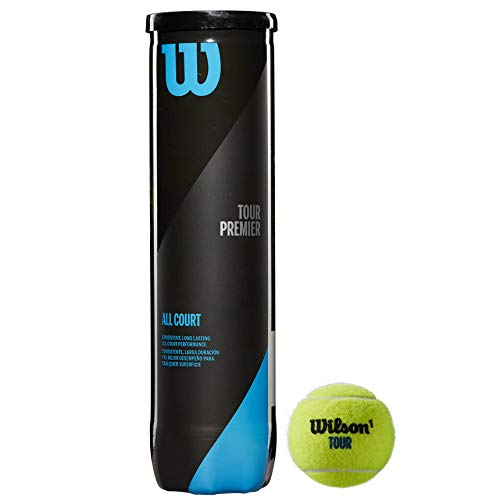 Wilson Tennis Balls, Tour Premier, 4-Pack Can, for All Surfaces, Yellow, WRT119400