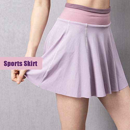 UKKD Tennis Skirt Women Tennis Skirts Running Golf Badmintion Pantskirt Sports Gym Fitness Shorts Phone Pocket High Waist Sport Skort