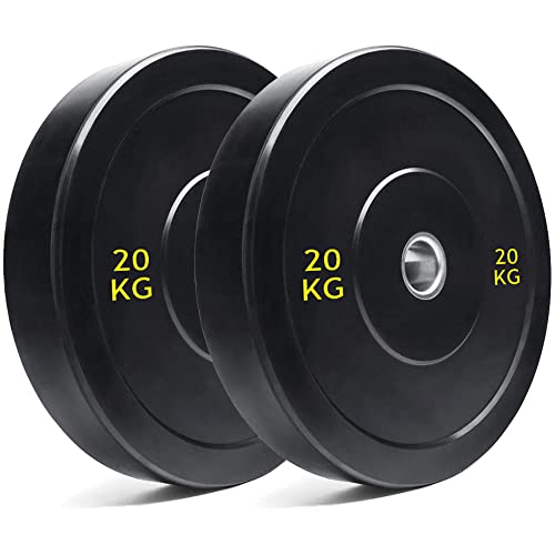 Weight Plates Set Bumper Plates Disc Weight Lifting Olympic Barbell Plates Commercial Grade Virgin Rubber 2” inch insert (2 x 20KG)