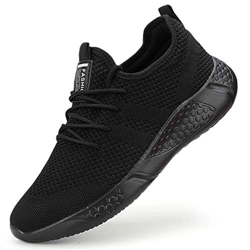 BUBUDENG Men's Trainers Fashion Sneakers Walking Casual Running Shoes Gym Sport Tennis Shoes Black,8 UK(Label Size: 42)