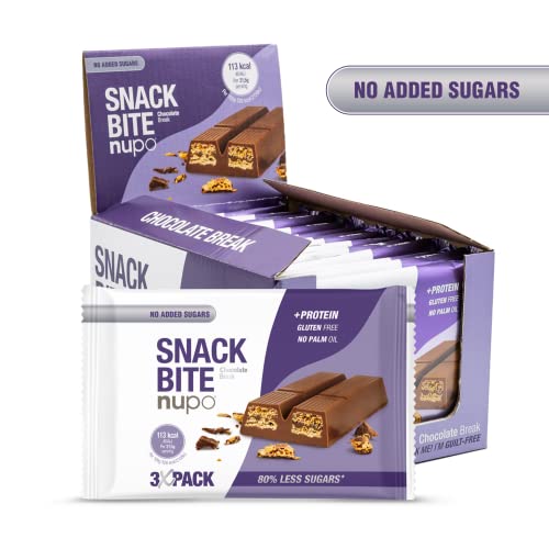 NUPO Snack Bite – Chocolate Break I Crispy wafers with cocoa cream filling I Healthy snack I 14 x 3 x 21,5g I 113 kcal per serving I No added sugar I High in protein I Gluten free I No palm oil