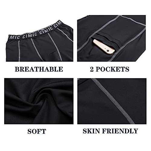 frueo 3 Pack Mens Compression Shorts Quick Dry Running Shorts for Men with Phone Pocket Activewear Shorts for Training Riding Gym（0409） 3Black-S