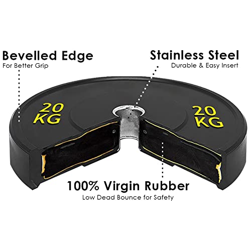 Weight Plates Set Bumper Plates Disc Weight Lifting Olympic Barbell Plates Commercial Grade Virgin Rubber 2” inch insert (2 x 20KG)