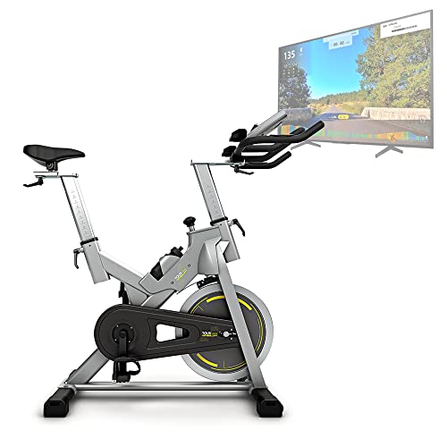 Bluefin Fitness TOUR SP Bike | Home Gym Equipment | Exercise Bike Machine | Kinomap | Live Video Streaming | Video Coaching & Training | Bluetooth | Smartphone App | Black & Grey Silver - Gym Store