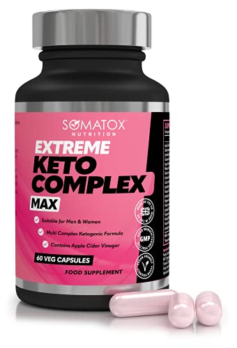 New Extreme Keto Complex Max – Advanced Ketogenic Formula for Weight Loss Fat Burner Diet Pills | with Apple Cider Vinegar, MCT & Vitamin B12 – 30 Day Vegan Capsules – Made UK GMP Certified