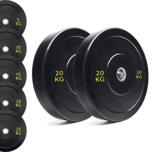 Weight Plates Set Bumper Plates Disc Weight Lifting Olympic Barbell Plates Commercial Grade Virgin Rubber 2” inch insert (2 x 20KG)