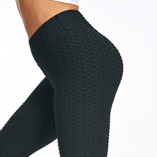 Waffle Texture Bubble High Waist Gym Leggings Full Length Gym Workout  Leggings with Pockets Women's Bubble Hip Lift