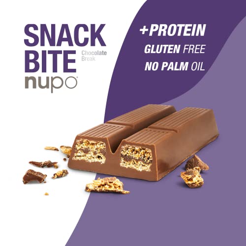 NUPO Snack Bite – Chocolate Break I Crispy wafers with cocoa cream filling I Healthy snack I 14 x 3 x 21,5g I 113 kcal per serving I No added sugar I High in protein I Gluten free I No palm oil