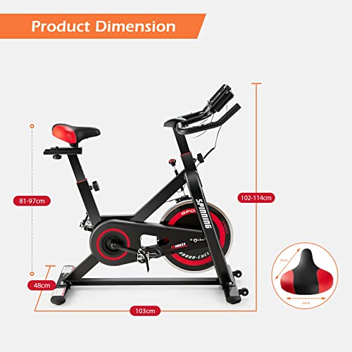 COSTWAY Indoor Cycling Exercise Bike, Home Gym Spinning Bicycle with Adjustable Resistance, Seat and Handlebar, LCD Monitor, Cup Holder, Transport Wheels