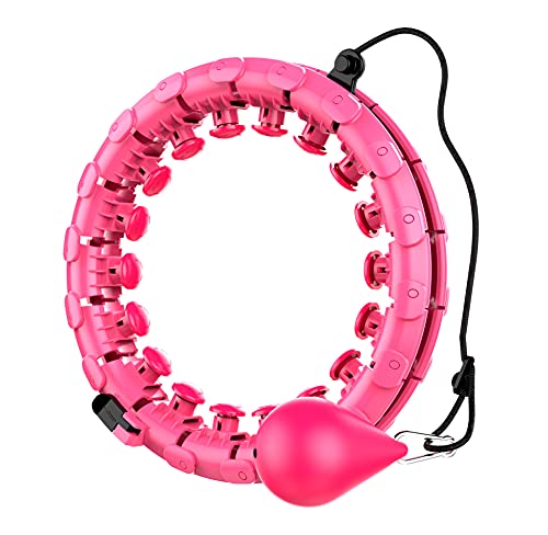 UZEON Smart Hula Fitness Ring Hoops, Weighted Hula Circle Massage, 24 Detachable Size Rings with 360 Degree Auto-Spinning Ball Gymnastics, Ideal for Weight Loss for Adults, Youths, Children.