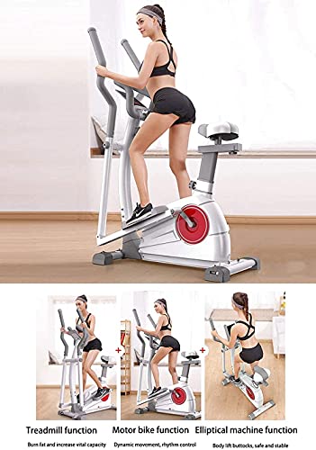 Samnuerly Elliptical machine Magnetic Control Fitness Elliptical Cross Trainer 3 in 1 Elliptical Machine Exercise Bikes Space Walker Machine with Seat Gym Equipment