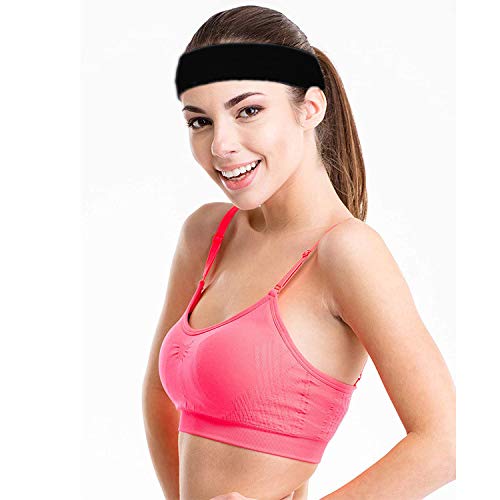 Cretty-Meet Stretch Elastic Yoga Cotton Headbands Ballet Head Band for Women/Girls Sports/Pilates/Fitness - Black