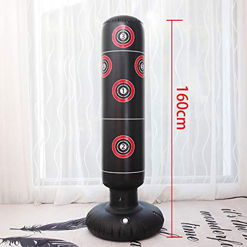 LncBoc Inflatable Punch Bag 160cm, Inflatable Heavy Boxing Bag, Free-standing Target Stand Tumbler Black, Punching Kick Training Tumbler Bag for Relieving Pressure Body Building