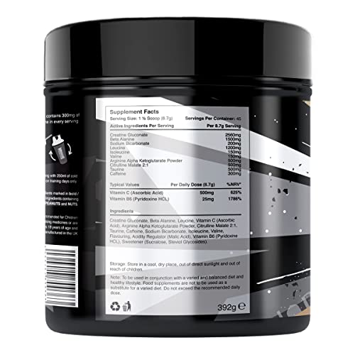 Warrior Rage Pre Workout Powder 392g - High Caffeine Energy & Focus - 45 Servings - Krazy Cola | Warrior Supplements