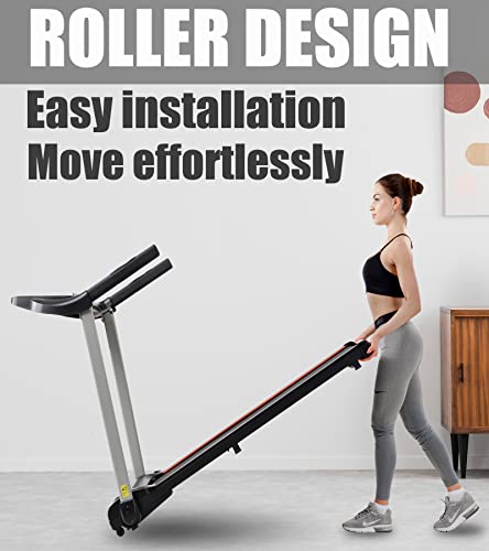 AJUMKER Electric Treadmill 14KM/H Adjustable Running Machine Treadmill Motorized Running Machine with 2HP Motor,MP3 and LED Display Treadmill for Home Office,Easy Assembly