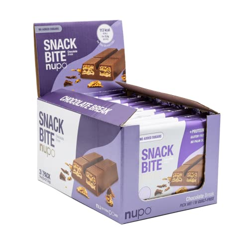 NUPO Snack Bite – Chocolate Break I Crispy wafers with cocoa cream filling I Healthy snack I 14 x 3 x 21,5g I 113 kcal per serving I No added sugar I High in protein I Gluten free I No palm oil