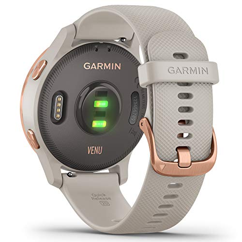 Garmin Venu, GPS Smartwatch with Bright Touchscreen Display, Features Music, Body Energy Monitoring, Animated Workouts, Pulse Ox Sensors and More, Light Sand with Rose Gold Hardware