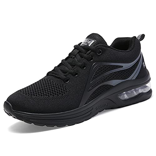 Trainers Womens Running Shoes Ladies Air Cushion Lightweight Mesh Breathable Fitness Tennis Gym Fashion Sneakers Road Running Shoes All Black Size 3.5