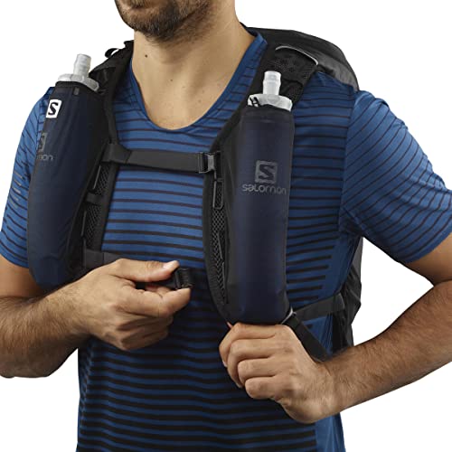 Salomon Agile 12 Set Unisex Running waistcoat with included Flask, Dynamic comfort, Quick access, Multi-purpose, Black