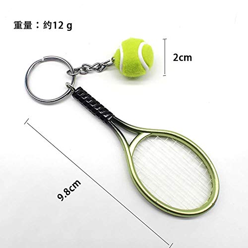 KENYG Simulation Tennis Racket Key Ring Key Chain Wimbledon Tennis Competition Memento Gift (Green)