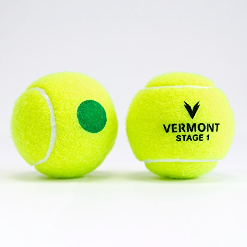 Vermont Tennis Balls | Training Tennis Balls – ITF Approved Mini Tennis Balls All Court Surfaces [Bulk Buy] (Mini Green (Stage 1), 60-Ball Bucket)