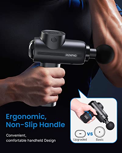 Massage Gun, RENPHO Massage Gun Deep Tissue Muscle Massage Gun 3200rpm Motor Massager with 2500mAh Battery and Portable Case, for Home Office Workout Full Body Muscle Massage Relax, Black