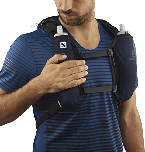 Salomon Agile 12 Set Unisex Running waistcoat with included Flask, Dynamic comfort, Quick access, Multi-purpose, Black