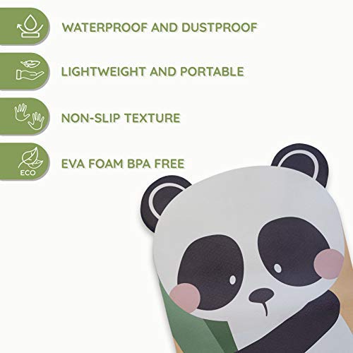 ABTECH Kids Yoga Mat, Cute Panda Mat for Girls and Boys w/ Panda Ears, Non Slip Kids Exercise Equipment, Lightweight, Comfortable, w/ Yoga Straps for Easy Carrying, Ages 3-12 60x24x0.2 Inches